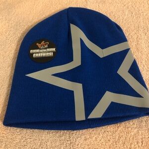 Wild Wear Blue Beanie Hat With Glow in the Dark Graphics NWOT